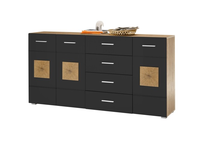 Sideboard >Georgia< in Eiche Artisan Nachbildung - 180x92x38cm (BxHxT)