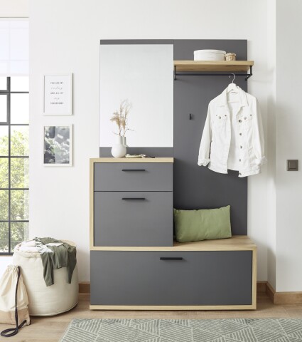 Kompaktgarderobe >Louis< in Dunkelgrau - 115x198x38cm (BxHxT)