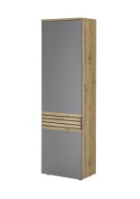 Garderobenschrank >Melisande< in Grau matt - 60x200x38cm (BxHxT)
