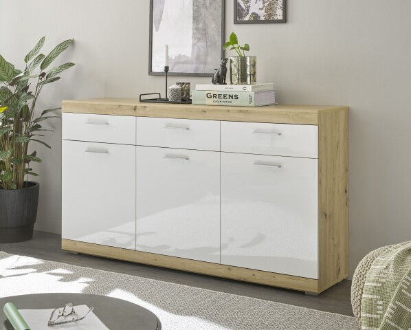 Sideboard >Nobe< in Eiche Artisan - 165x91x38cm (BxHxT)