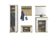 Garderoben-Set >Nobe< in Weiß-Eiche Artisan - 255x195x38cm (BxHxT)