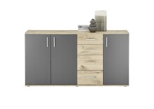 Kommode >BC 1040< in Grau matt - 160x84x35 (BxHxT)