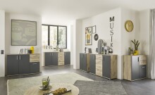 Kommode >BC 1040< in Grau matt - 160x84x35 (BxHxT)