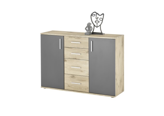 Kommode >BC 1040< in Grau matt - 120x84x35 (BxHxT)