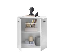 Kommode >BC 1065< in Weiß hochglanz aus MDF - 80x83x40cm (BxHxT)