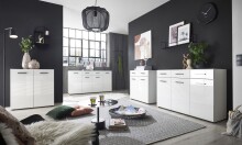 Kommode >BC 1065< in Weiß hochglanz aus MDF - 80x83x40cm (BxHxT)