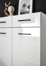 Kommode >BC 1065< in Weiß hochglanz aus MDF - 80x83x40cm (BxHxT)