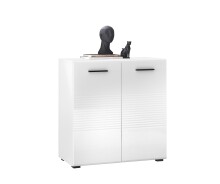 Kommode >BC 1065< in Weiß hochglanz aus MDF - 80x83x40cm (BxHxT)