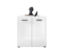 Kommode >BC 1065< in Weiß hochglanz aus MDF - 80x83x40cm (BxHxT)