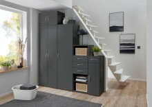 Mehrzweckschrank >MULTIRAUMKONZEP< in Graphit - 70x185x40cm (BxHxT)