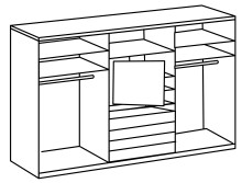 Schwebetürenschrank >MAGIC< in WEISS - 300x236x65cm (BxHxT)