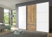 Schwebetürenschrank >MAGIC< in PLANKENEICHE + WEISS - 300x236x65cm (BxHxT)