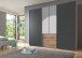 Schwebetürenschrank >MAGIC< in PLANKENEICHE NB + GRAPHIT - 300x236x65cm (BxHxT)