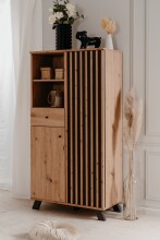 Highboard >Medan< in Artisan Oak / anthrazit  - 80x156x40cm (BxHxT)