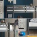 Etagenbett >Moritz< in Kiefer teilmassiv Grau - 207x140x97cm (BxHxT)
