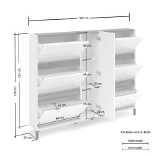 Schuhschrank >EASY< in weiß, Holzwerkstoff - 169x135x25,2cm (BxHxT)