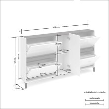 Schuhschrank >EASY< in weiß, Holzwerkstoff - 169x93x25,2cm (BxHxT)