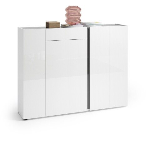 Schuhkommode >Atrium< in weiß, Holzwerkstoff - 149x115x34cm (BxHxT)