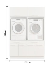 Waschmaschinenumbauschrank >LAUNDREEZY< in weiß - 135x200x67,5 (BxHxT)