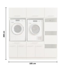 Waschmaschinenumbauschrank >LAUNDREEZY< in weiß - 185x200x67,5 (BxHxT)