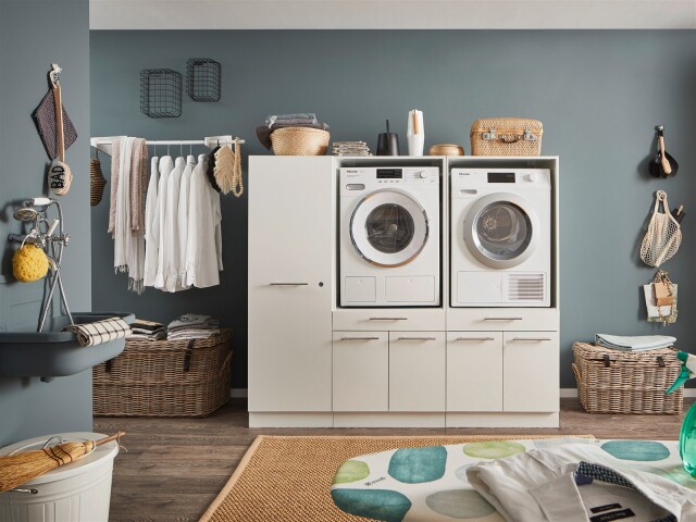Waschmaschinenumbauschrank >LAUNDREEZY< in weiß - 185x162x67,5 (BxHxT)