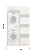 Waschmaschinenumbauschrank >LAUNDREEZY< in weiß - 117,5x200x67,5 (BxHxT)