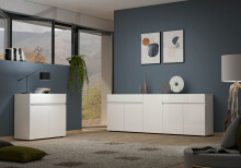 Sideboard >Mister< in weiss, Lack Hochglanz - 90x80x38cm (BxHxT)