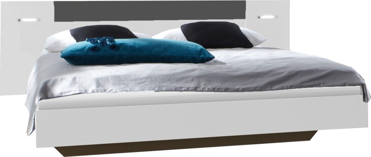 Bett >ANGIE< in WEISS + GRAPHIT - 189x81x210cm (BxHxT)
