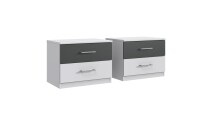 Komplettschlafzimmer >ANGIE< in WEISS + GRAPHIT - 519x208x210cm (BxHxT)