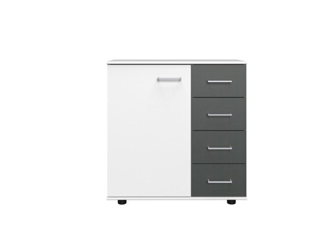 Kombikommode >ANGIE< in WEISS + GRAPHIT - 81x83x41cm (BxHxT)