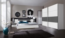 Kleiderschrank >ANGIE< in WEISS + GRAPHIT -...