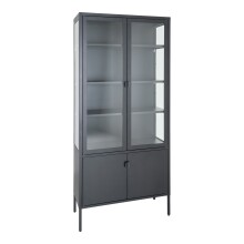 Standvitrine >Brisbane< in Schwarz, Metall - 80x180x35cm (BxHxT)