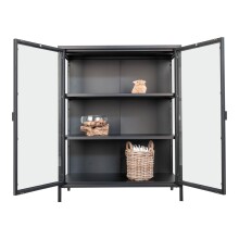 Standvitrine >Brisbane< in Schwarz, Metall - 80x101,5x40cm (BxHxT)