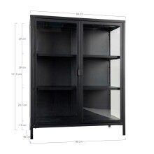 Standvitrine >Brisbane< in Schwarz, Metall - 80x101,5x40cm (BxHxT)