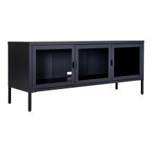 TV-Bank >Brisbane< in Schwarz, Metall - 130x55x40cm (BxHxT)