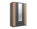 Drehtürenschrank >LUEBECK< graphit / Artisan Lammelen-Dekor - 135x199x58cm (B/H/T)