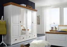 Kleiderschrank >SZ-0132< in weiß - 255x217x62...