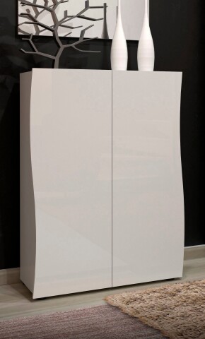 Schuhschrank >KISS< in weiß, Holzwerkstoff - 86,7x115x34cm (BxHxT)