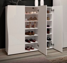 Schuhschrank >KISS< in weiß, Holzwerkstoff - 126,8x115x34cm (BxHxT)