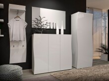Garderobenpaneel >KISS< in weiß, Holzwerkstoff - 49x170x27,6cm (BxHxT)