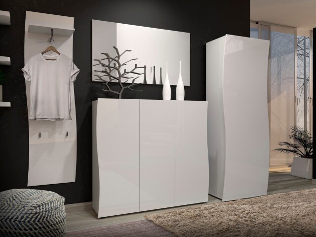 Garderoben-Set >KISS< in weiß, Holzwerkstoff - 282x190x42cm (BxHxT)