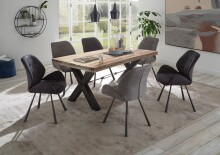 Esstisch >Dehli< in Mango / schwarz - 200x77x100 (BxHxT)