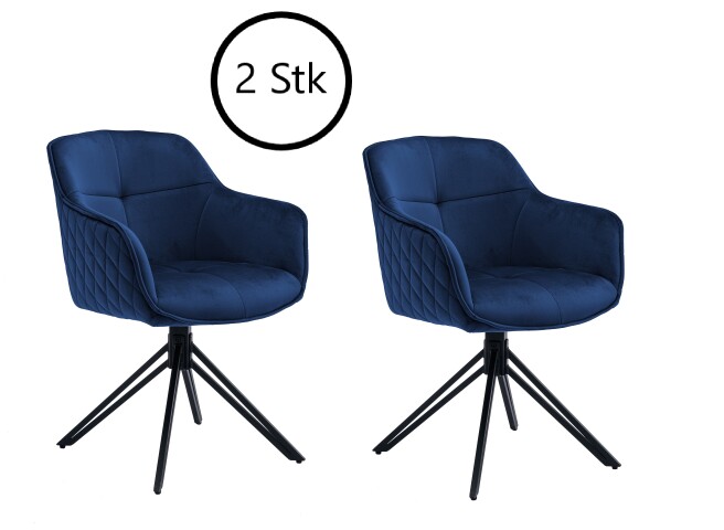 Armlehnstuhl >Emma/Edith< (2er-Set) in blau - 59x82x62 (BxHxT)