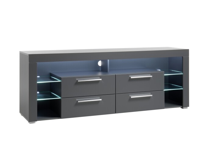 Lowboard >Greta< in matt grau - 179x66x44cm (BxHxT)