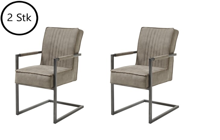 Armlehnstuhl >Linda< (2er-Set) in taupe/anthrazit - 51,5x92x70 (BxHxT)