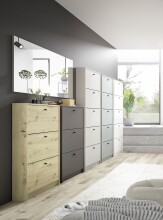 Schuhkipper >Flap< in kreidegrau matt lack, Holzwerkstoff - 60x104x16cm (BxHxT)