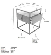 Beistelltisch >1030-05< in Schwarz, Schwarz - 40x50x40cm (BxHxT)