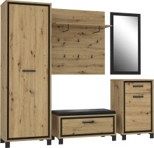 Sitzbank >Travis< in Artisan Eiche / schwarz Eiche - 89,4x44,7x41,5 (BxHxT)
