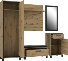 Sitzbank >Travis< in Artisan Eiche / schwarz Eiche - 89,4x44,7x41,5 (BxHxT)