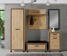 Garderobenspiegel >Travis< in Schwarz Eiche, Holzwerkstoff - 54,4x100x2 (BxHxT)